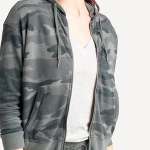 Splendid Camo Zip-Up Hoodie Sweatshirt